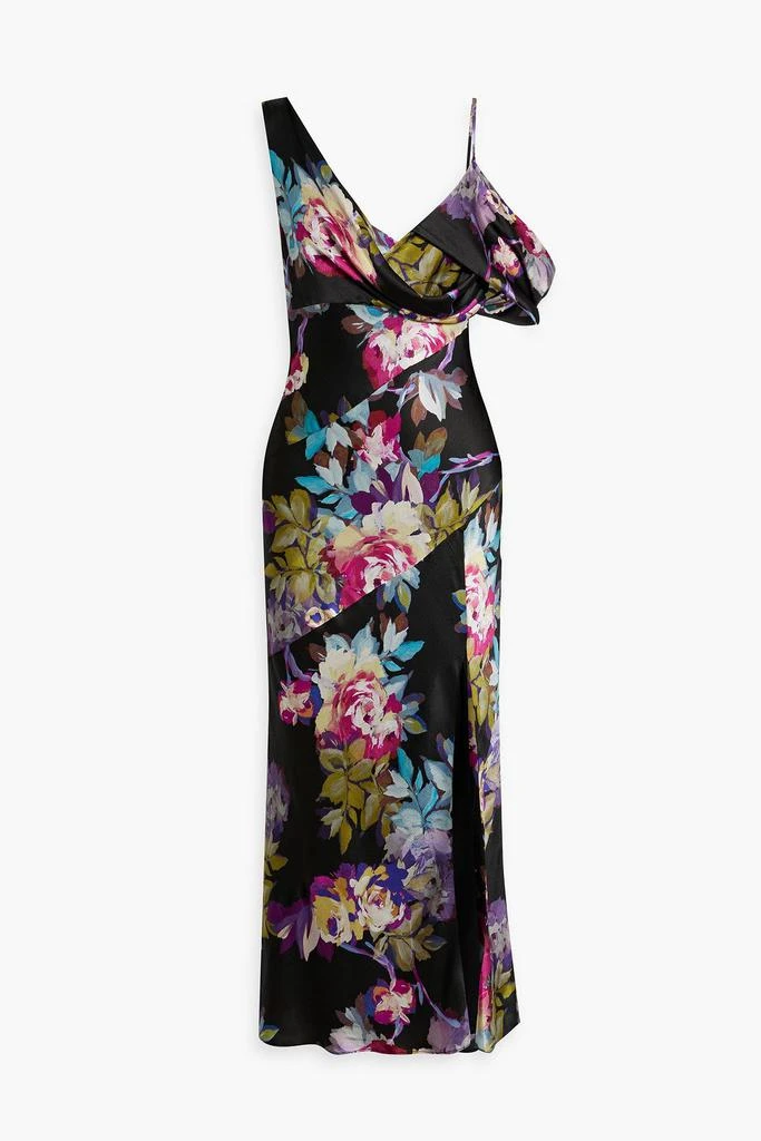 NICHOLAS Draped floral-print satin-crepe midi dress 1