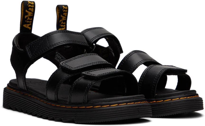 Dr. Martens Kids Black Klaire Leather Strap Big Kids Sandals 4