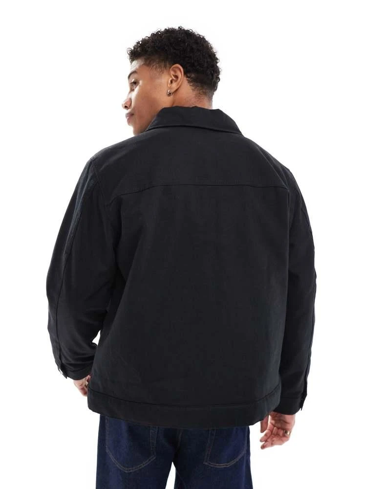 Jack & Jones Jack & Jones cotton padded carpenter jacket with collar in black 3