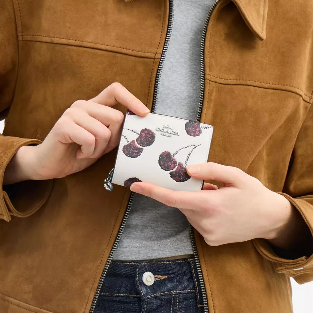 Coach Snap Wallet With Cherry Print 3