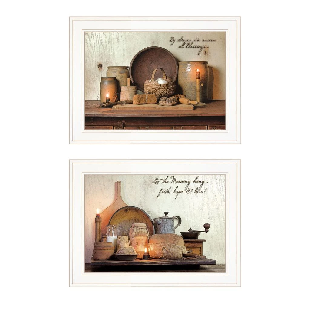 Hivvago Set Of Two By Grace 1 White Framed Print Kitchen Wall Art 2