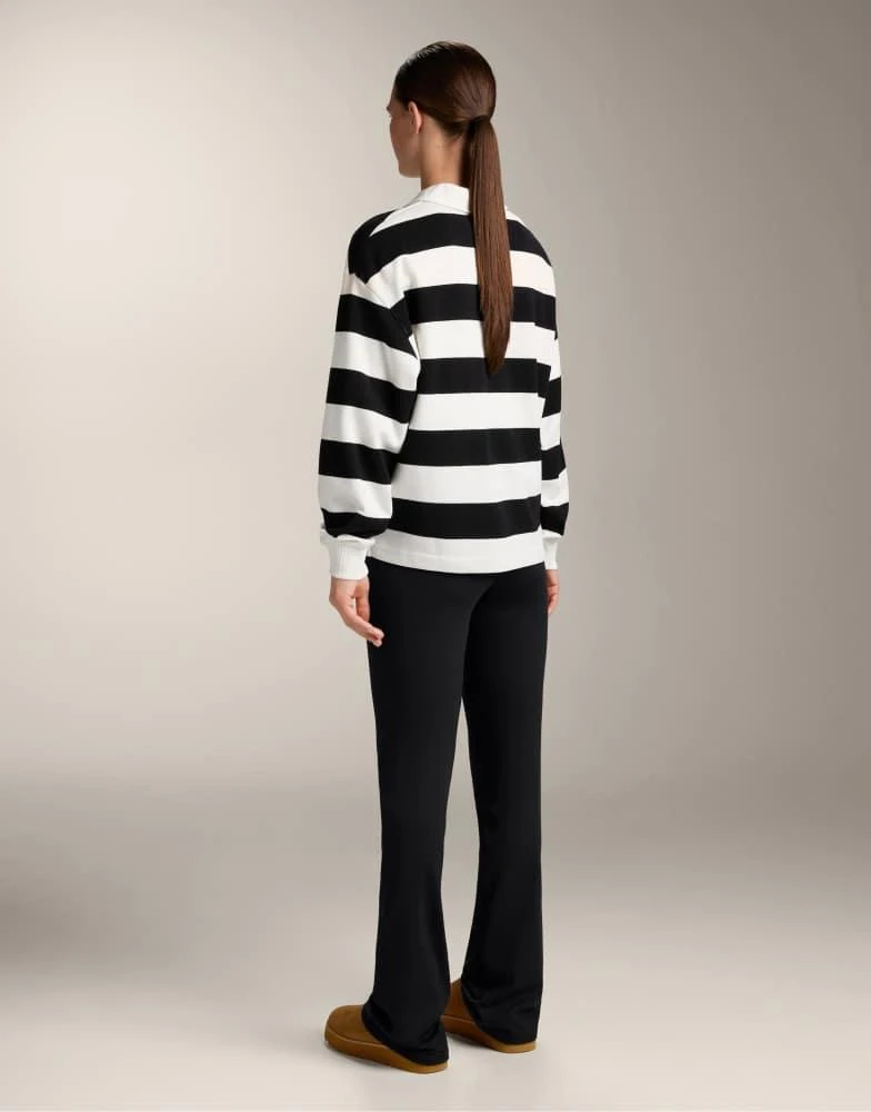 OYSHO OYSHO Striped piqué polo shirt with cotton in black 4