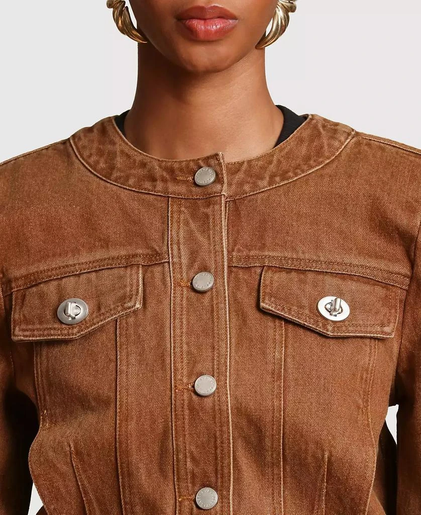 Avec Les Filles Women
s Crop Trucker Crew Neck Jacket 3