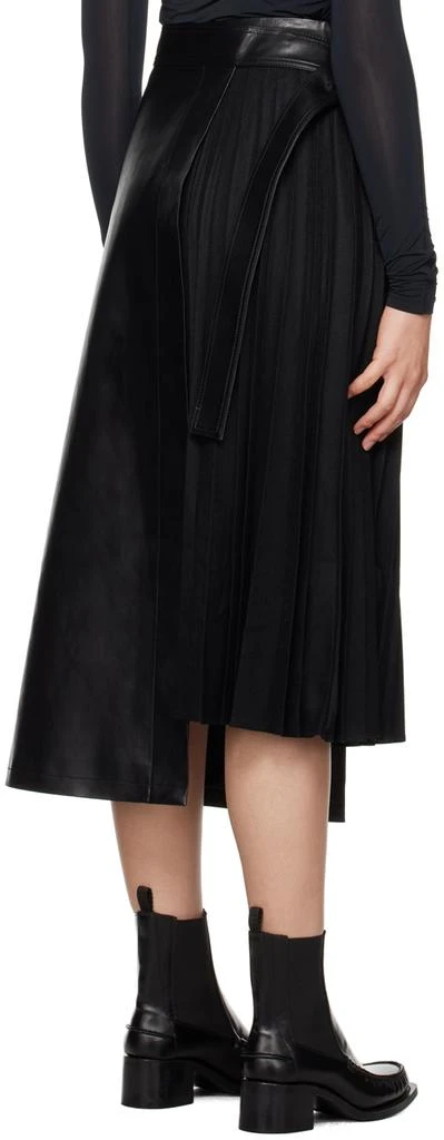 LVIR Black Pleated Faux-Leather Midi Skirt 3