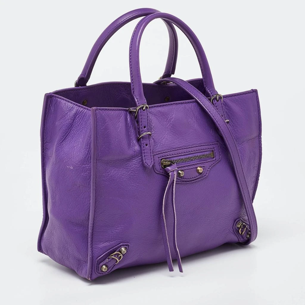 Balenciaga Balenciaga Purple Leather Mini Papier A4 Tote 3