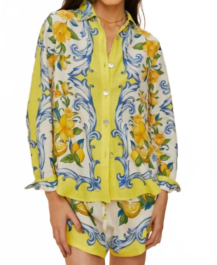 Farm Rio Sicily Scarf Shirt In Off-White