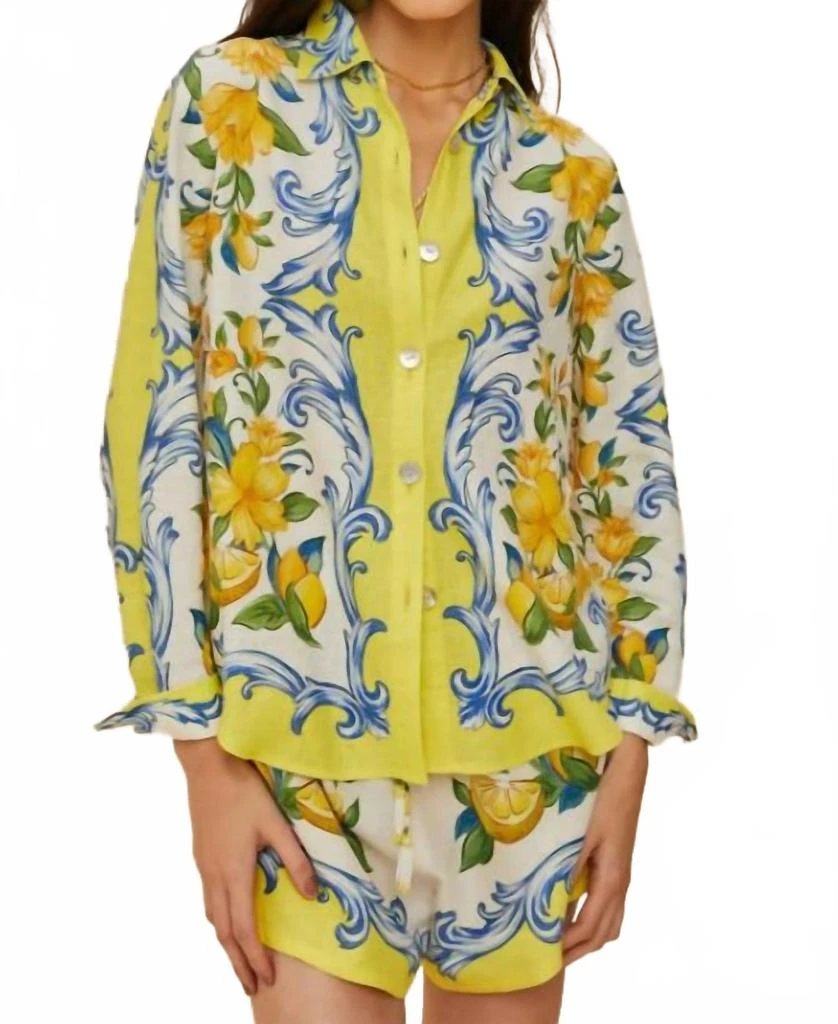 Farm Rio Sicily Scarf Shirt In Off-White 1