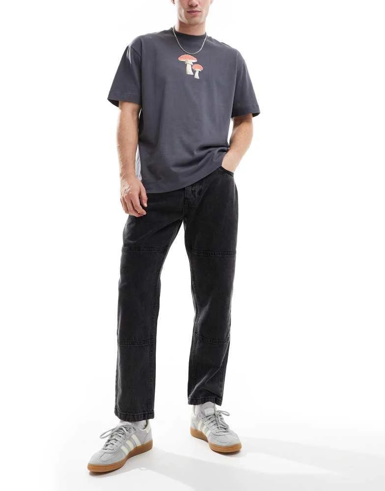 Brave Soul Brave Soul loose fit jeans in washed black with seam detail 4