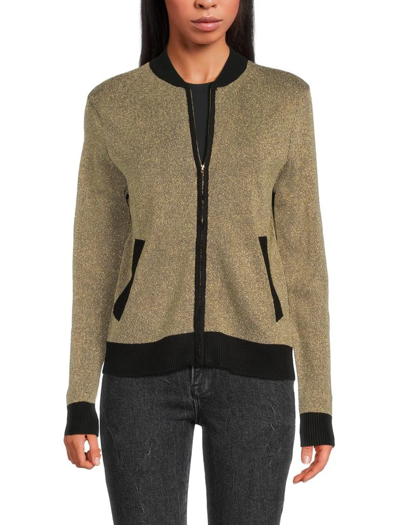 The Lynk Gold Shimmer Zip Sweater