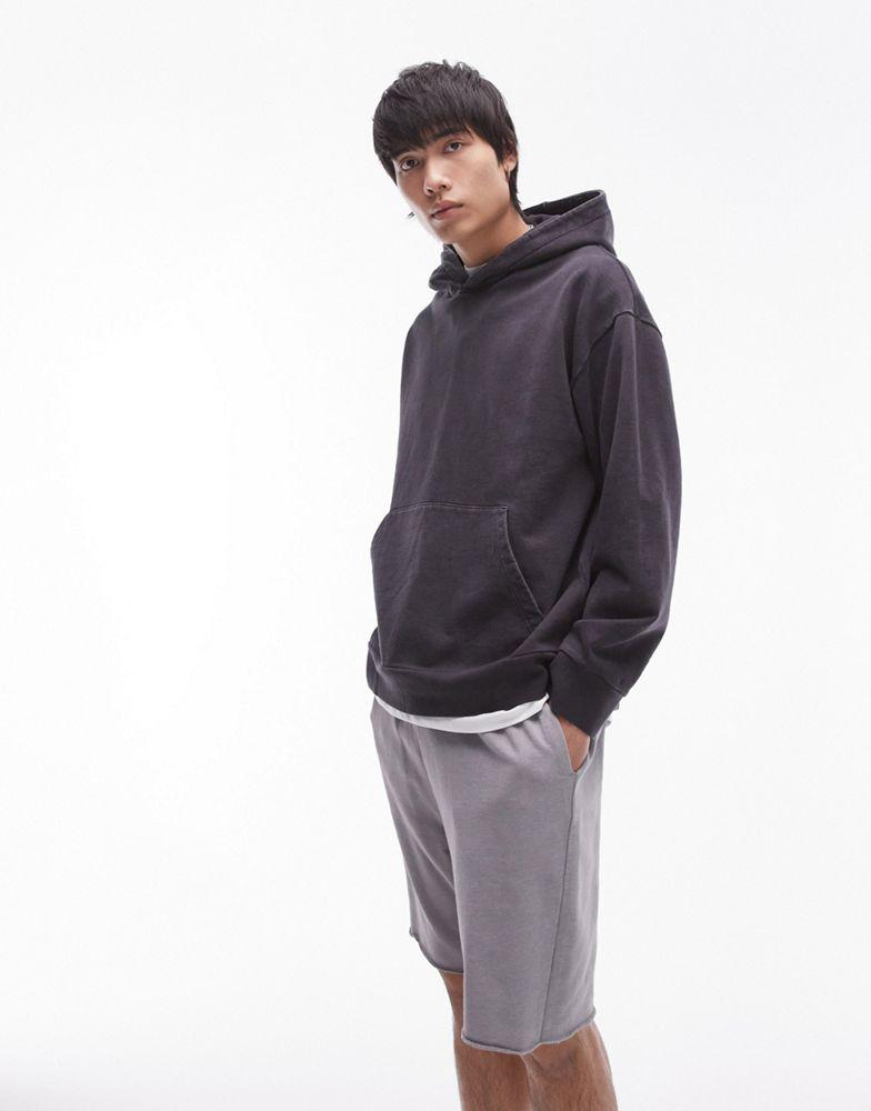 Topman Topman oversized fit hoodie in washed black