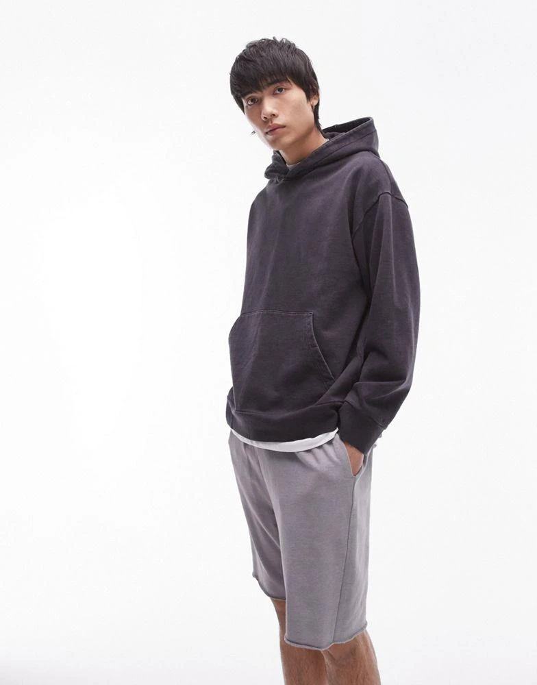 Topman Topman oversized fit hoodie in washed black 1