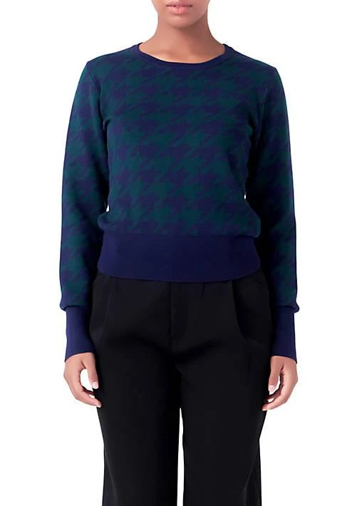 Endless Rose Knit Houndstooth Sweater
