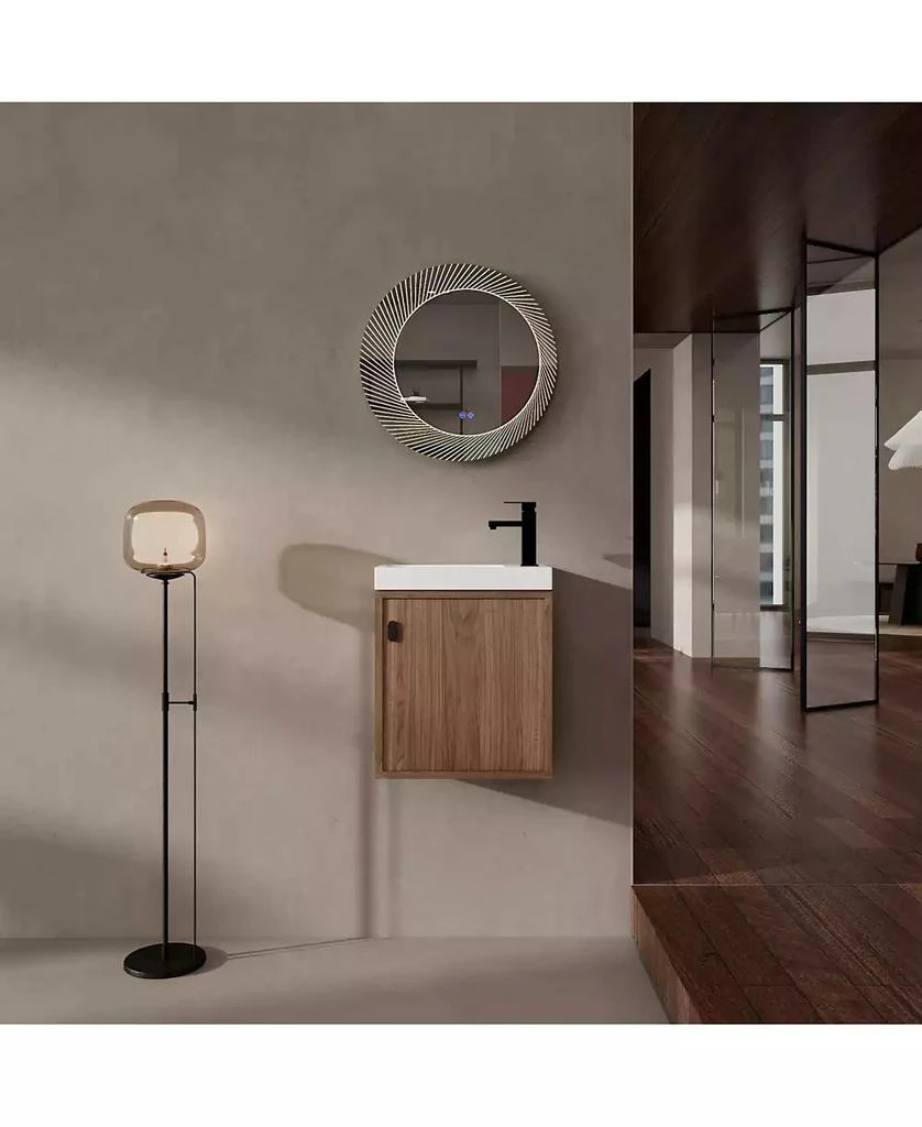 Streamdale Furniture 18.5" Wall-Mount Vanity, Resin Sink, Soft Close, Walnut