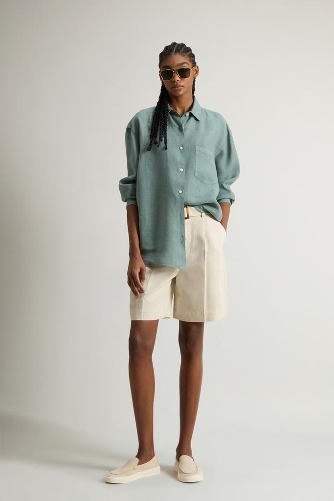 Woolrich Garment-Dyed Pure Linen Shirt - Women - White