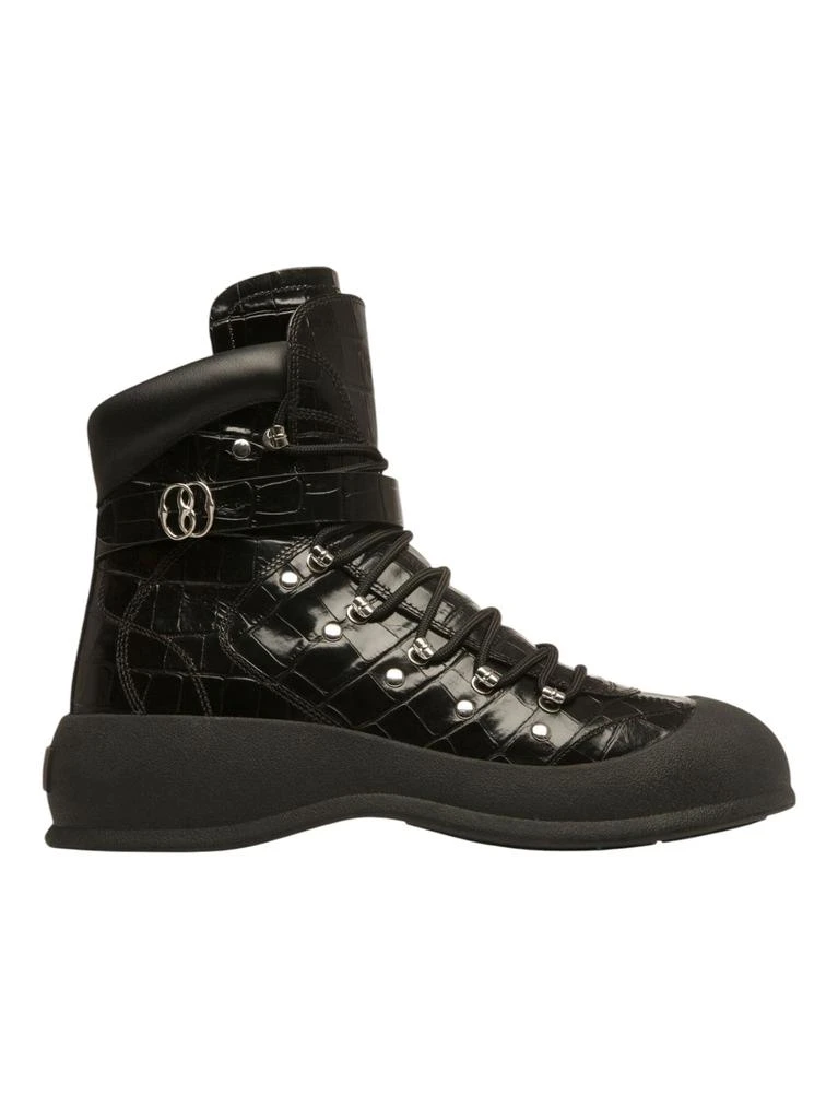 Bally Clyff 6304656 Men's Black Crocodile Embossed Leather Boots 1