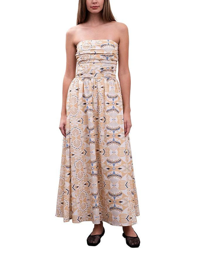 Moon River Printed Ruched Poplin Maxi Dress 1
