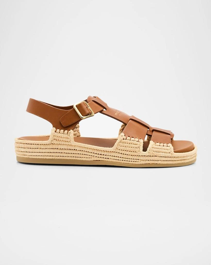 Prada Leather Fisherman Espadrille Sandals 1