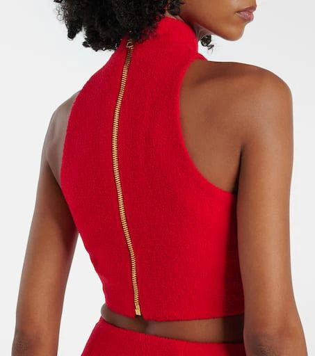 Balmain Halterneck wool-blend crêpe top 6