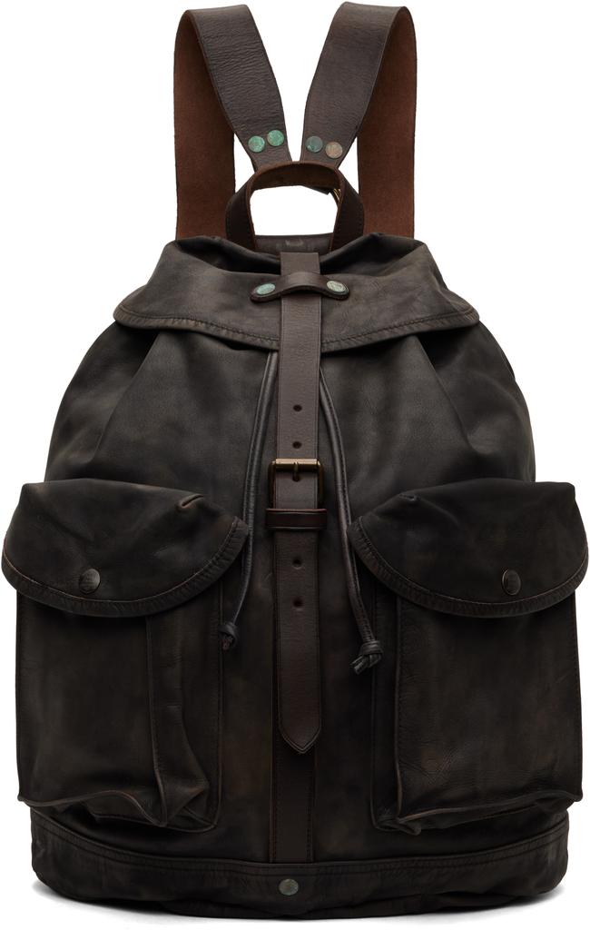 RRL Black Leather Backpack