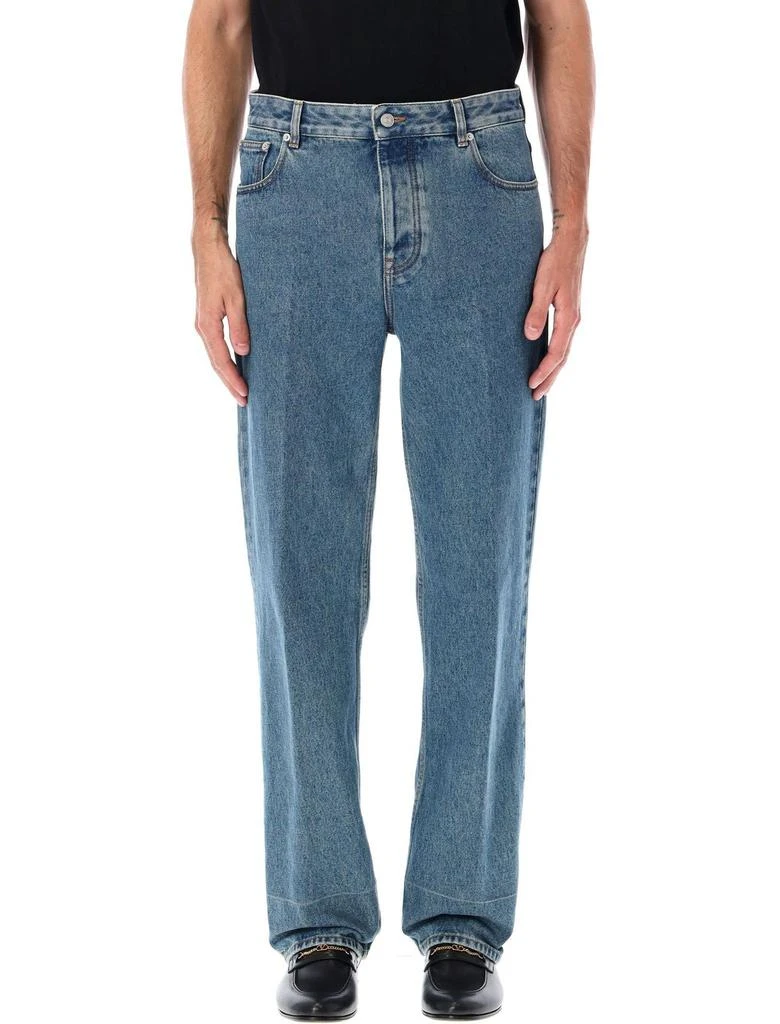Valentino Valentino Logo Patch Straight Leg Jeans from Cettire