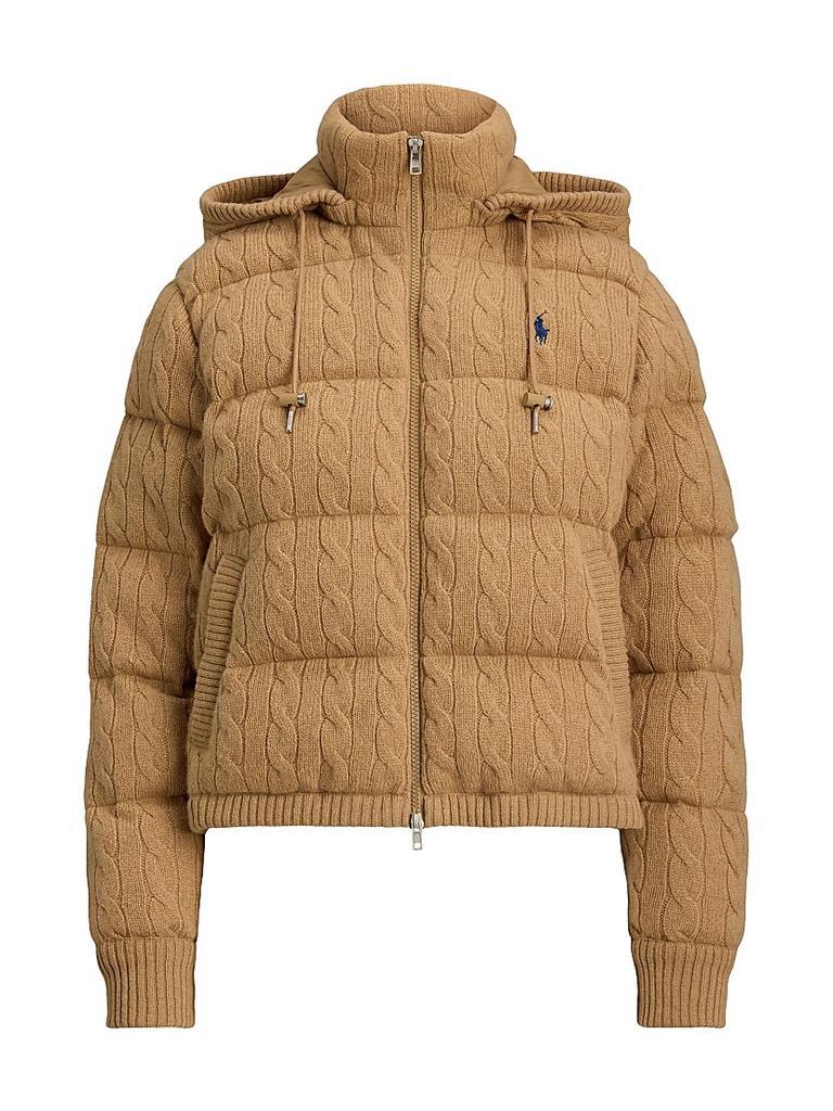 Ralph Lauren Cable-Knit Hooded Down Coat