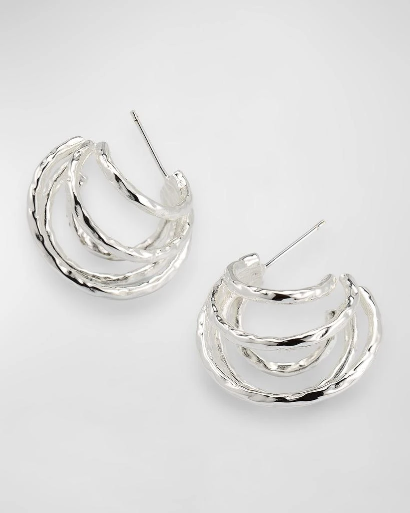 NEST Jewelry Silver Hammered Multi-Hoop Earrings 3