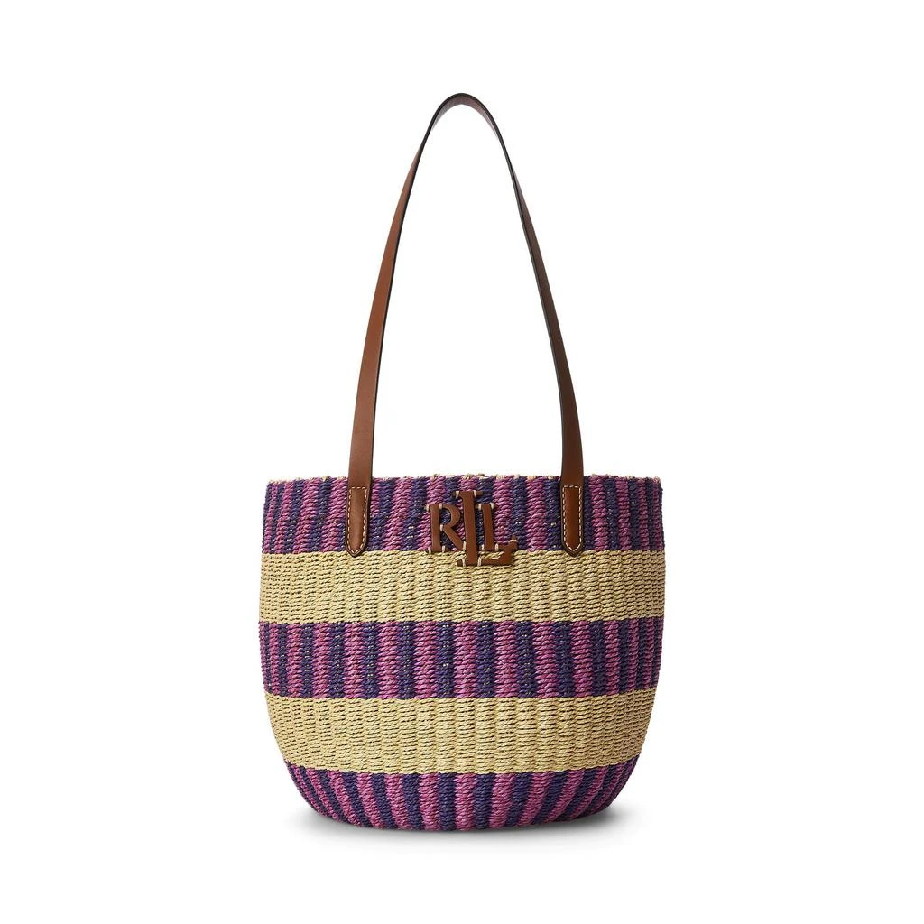 Lauren Ralph Lauren Striped Straw Medium Hartley Tote Bag 1