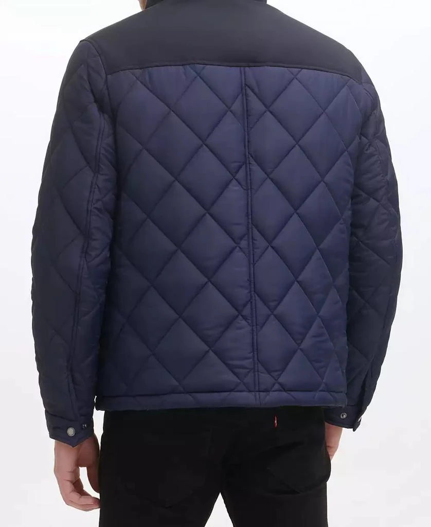 Cole Haan Men's Mixed Media Diamond Quilt with Faux Sherpa Lining Coat 5