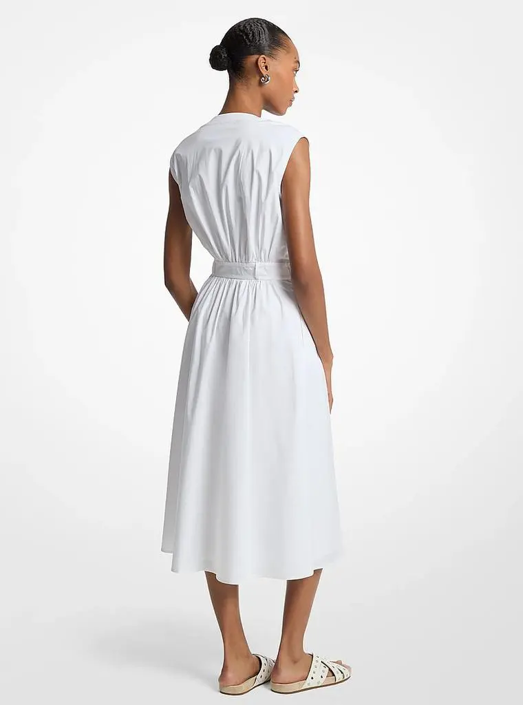 Michael Kors Stretch Cotton Poplin Belted Midi Dress 2
