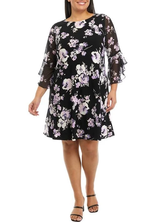 Kasper Plus Size Printed Swing Dress 1