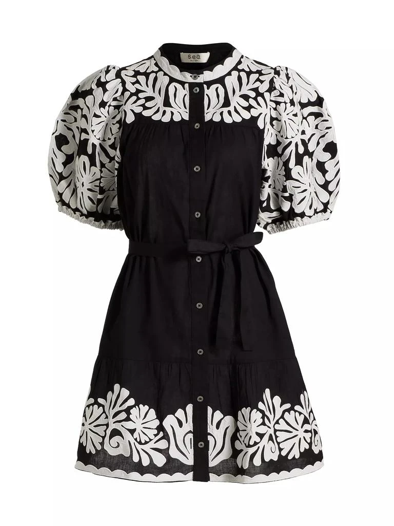 Sea Agathe Appliqué Puff-Sleeve Minidress 1