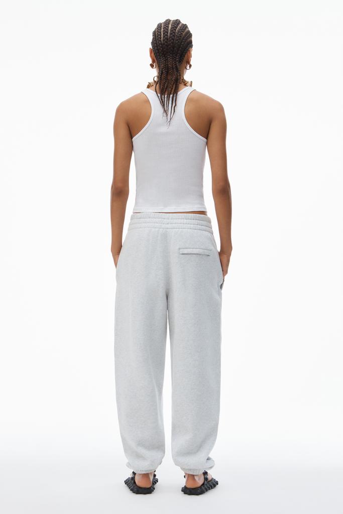 alexander wang ストラクチャードテリーパフロゴスウェット　ホワイト Logo Cotton Terry Sweatpants in DIRTY WHITE | alexanderwang®