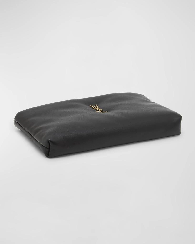 Yves Saint Laurent Calypso Ziptop YSL Clutch Bag in Smooth Padded Leather 2