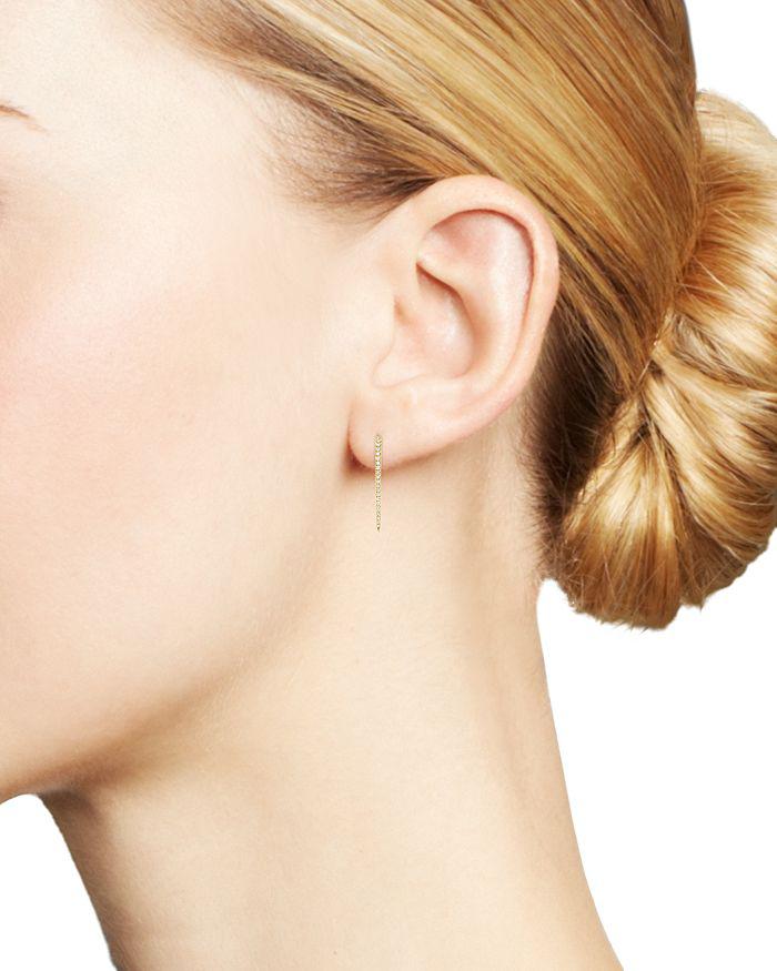 Zoe Lev 14K Yellow Gold Diamond Curved Bar Stud Earrings