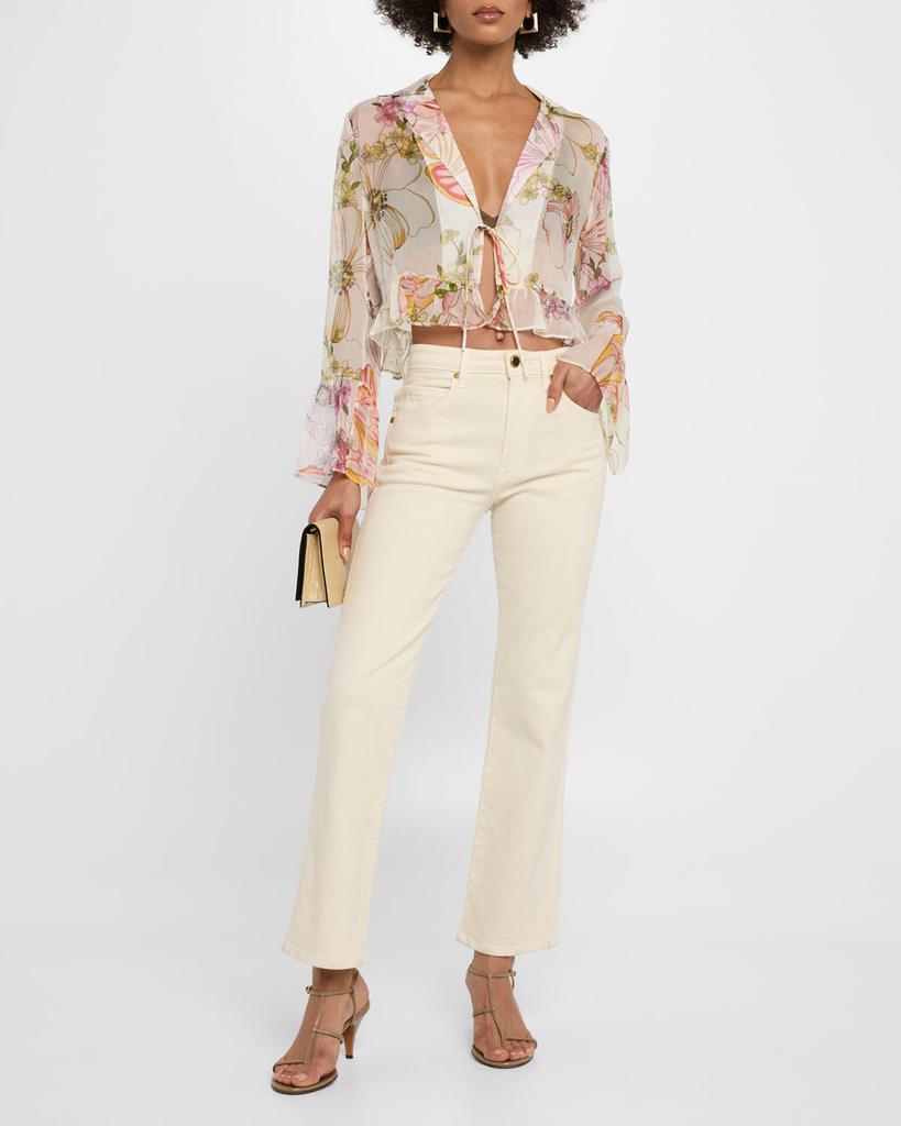 Katriz Cropped Floral-Print Silk Chiffon Bolero – On Sale