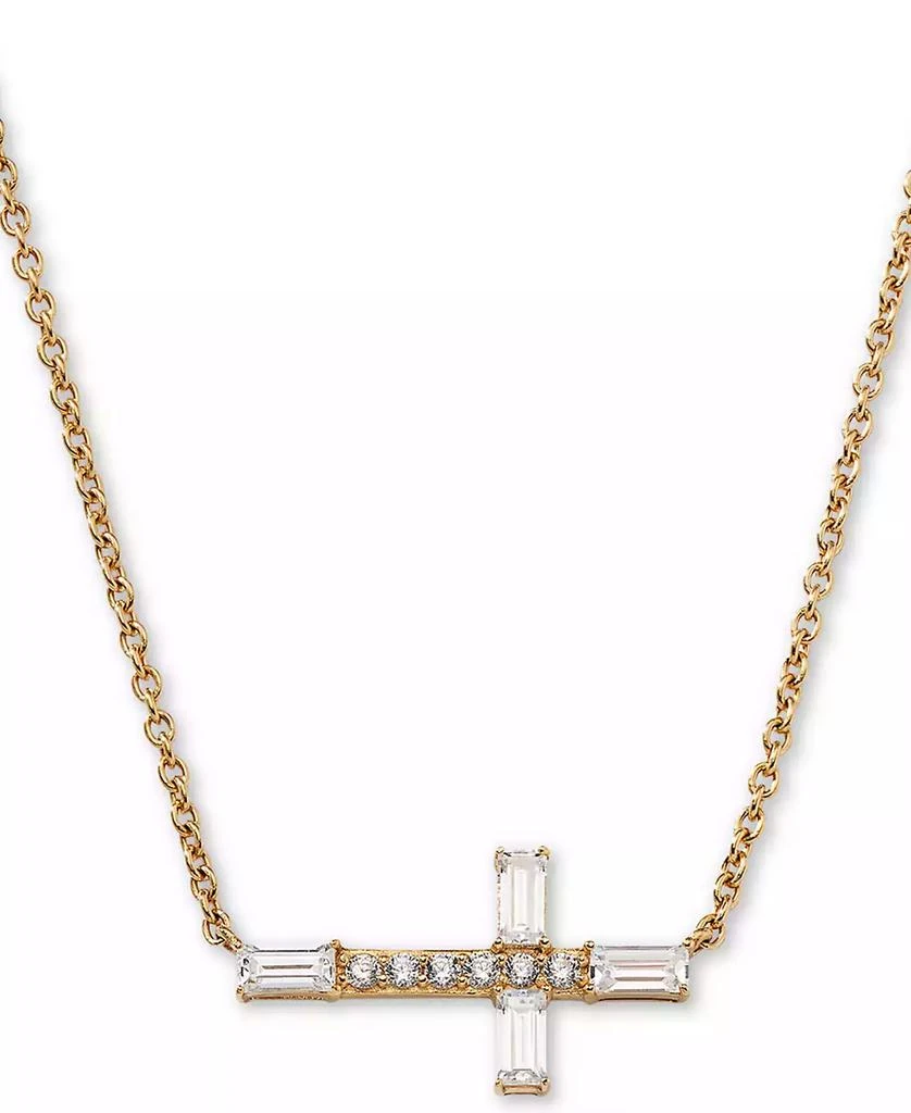 AJOA AVA NADRI 18k Gold-Plated Cubic Zirconia East-West Cross Pendant Necklace, 16" + 1" extender 1