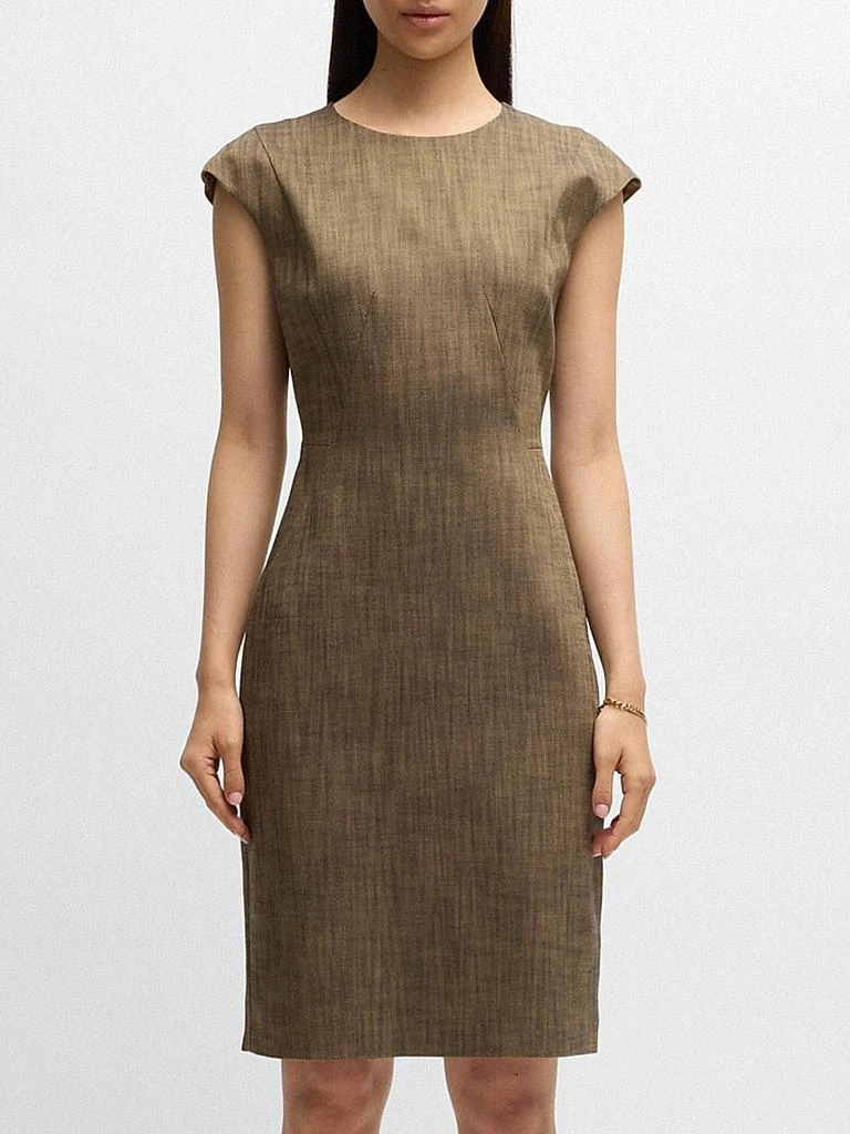 Hugo Boss Cap-Sleeve Dress in Melange Stretch Sharkskin 4