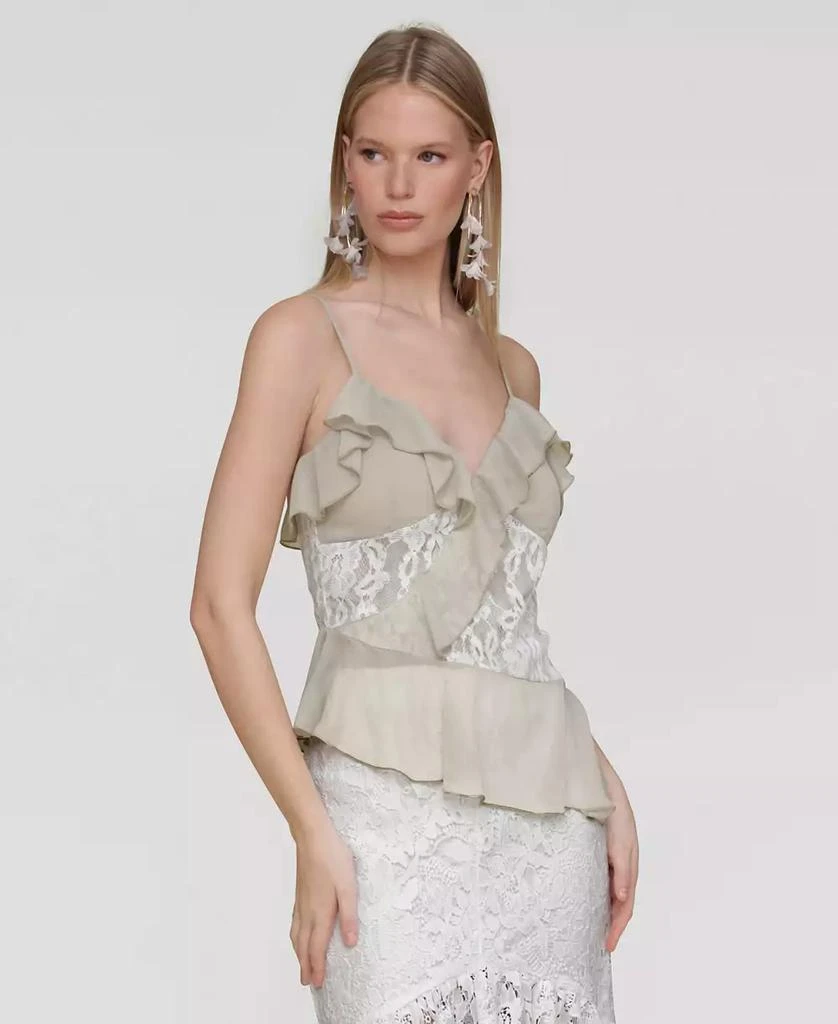 Avec Les Filles Women's Ruffle Lace-Panel Asymmetric Top 3
