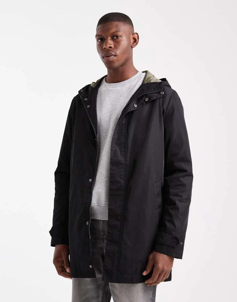 Threadbare Threadbare parka jacket with hood in black Coats