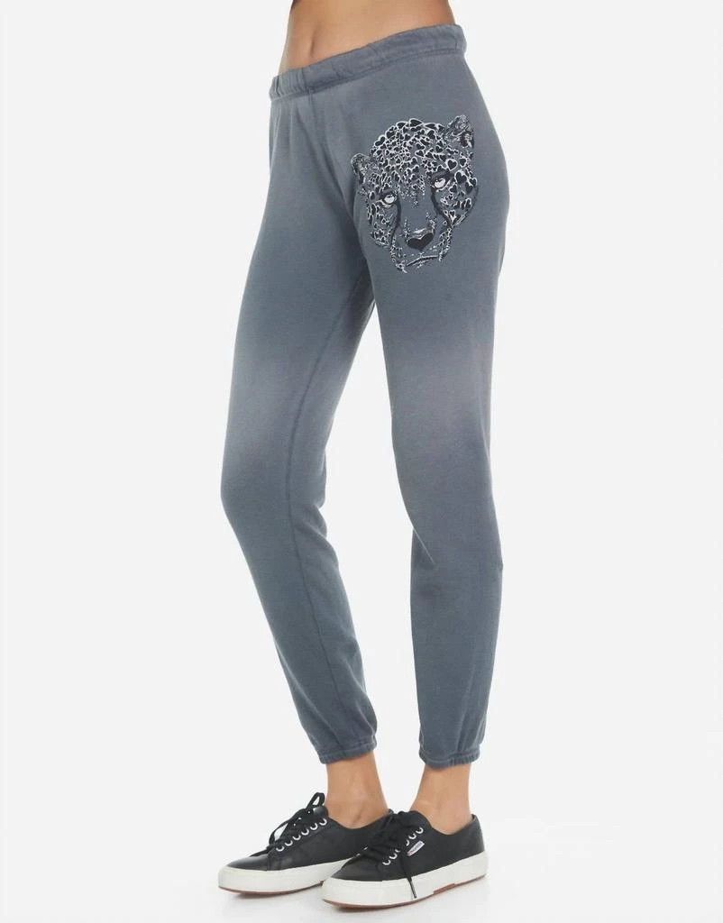 Lauren Moshi Brynn Heart Leopard Sweatpants In Grey 2