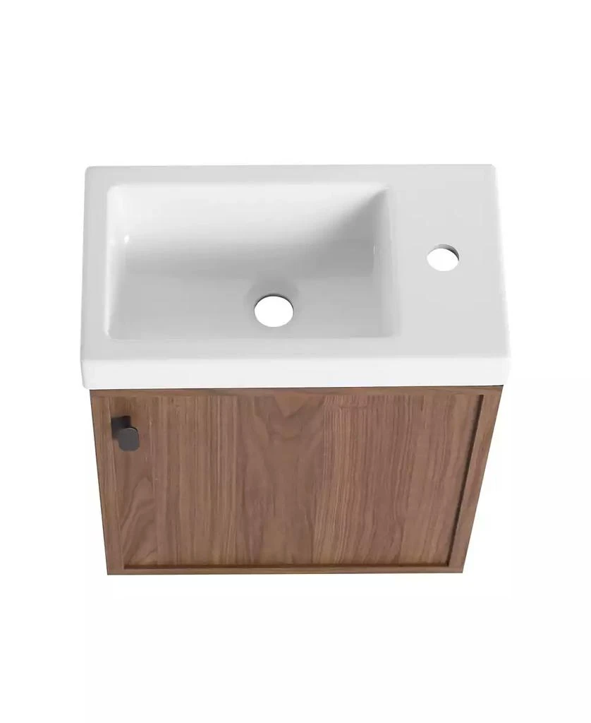 Streamdale Furniture 18.5" Wall-Mount Vanity, Resin Sink, Soft Close, Walnut 9