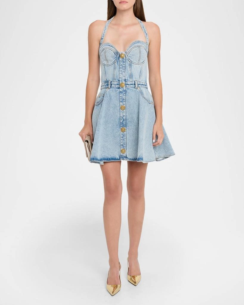white christmas dresses Denim Halter Mini Dress main image 0