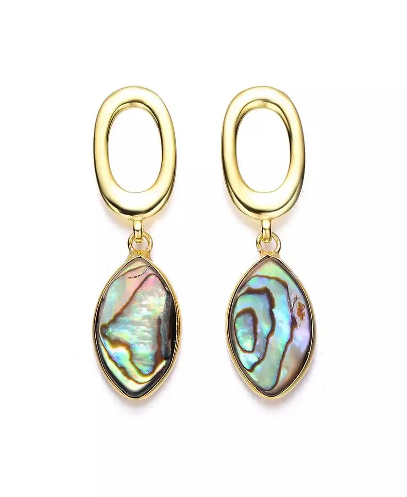 Genevive Pretty Sterling Silver 14K Gold Plated Curvy Abalone Pendant Necklace