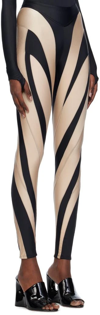 Mugler Black & Beige Spiral Leggings 2
