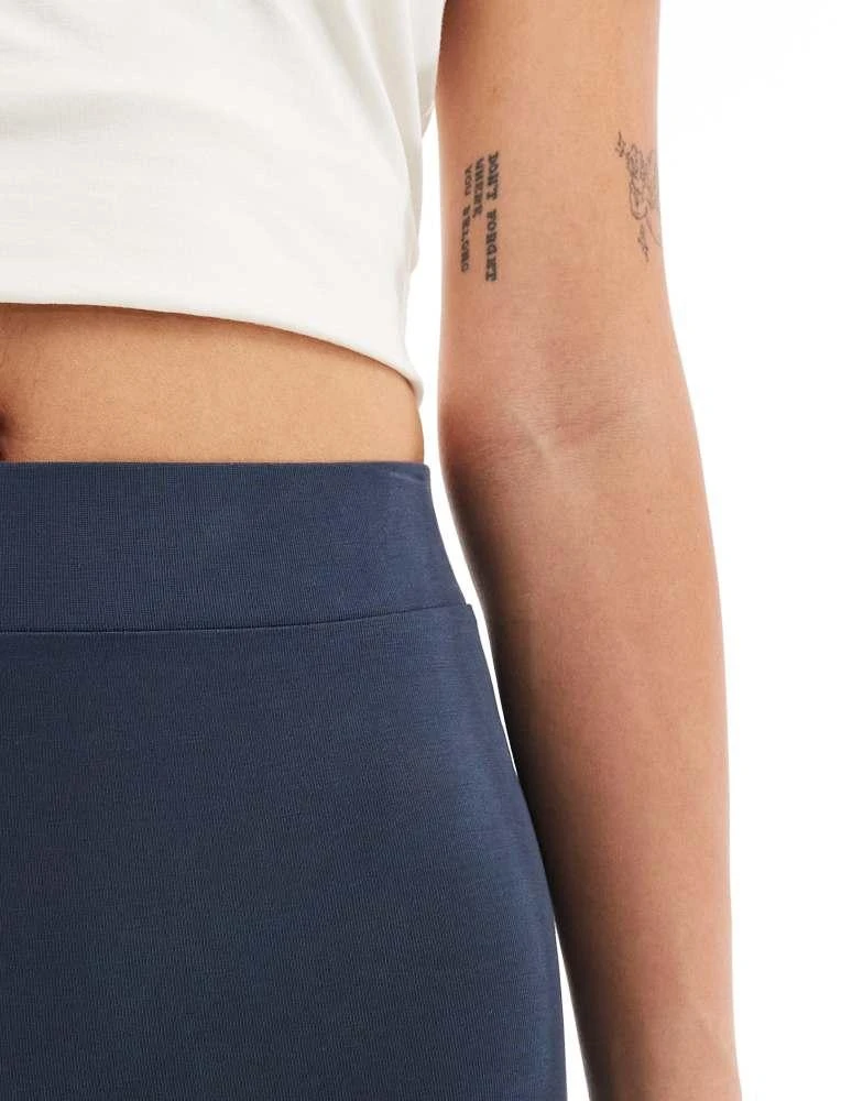 Monki Monki super soft low waist flare jersey trousers in blue 4