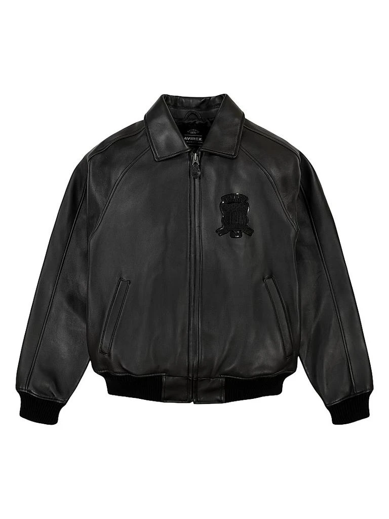 Avirex Black Icon Leather Bomber Jacket 1