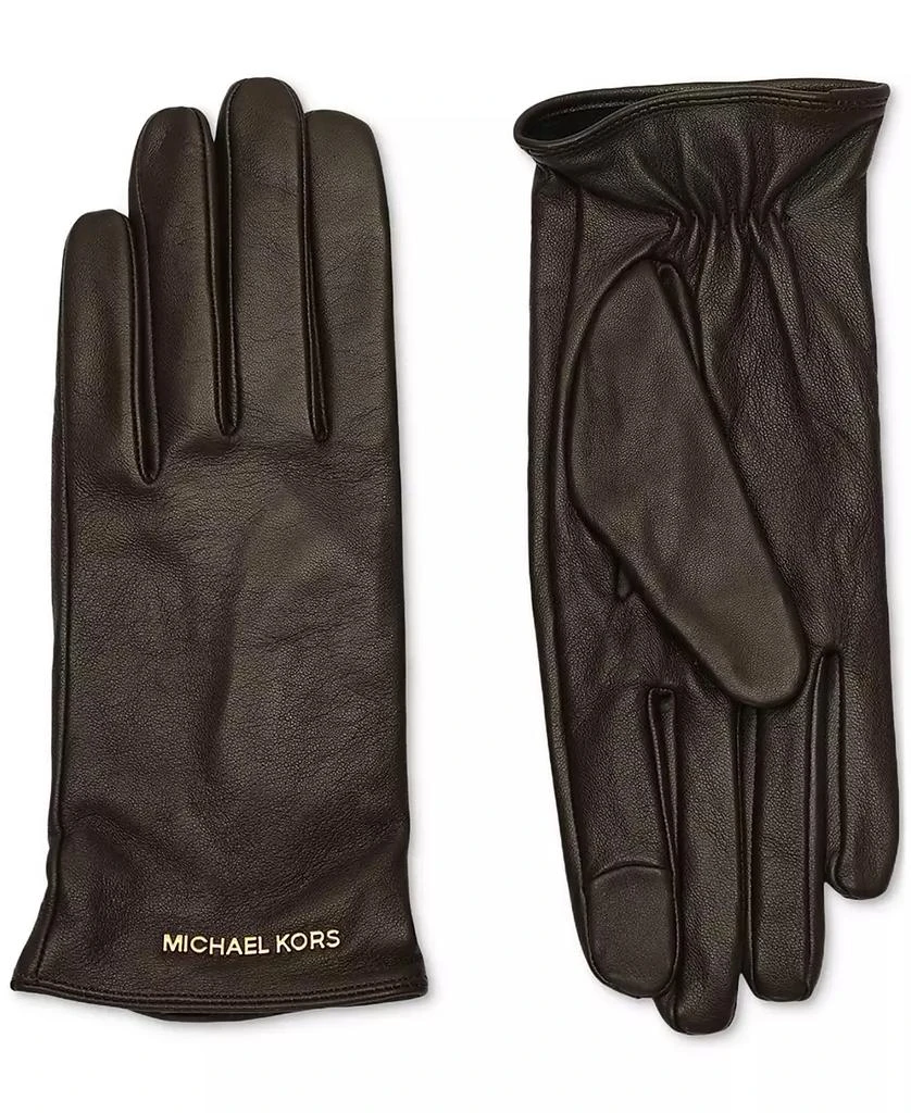 Michael Kors MICHAEL Women's Logo Detail Leather Tech Gloves 3