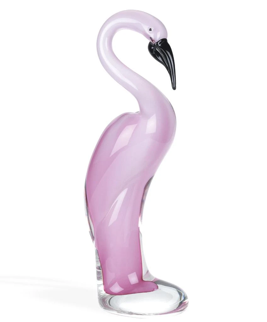 Homezia 15" Pink Murano Glass Flamingo Figurine Tabletop Sculpture 3