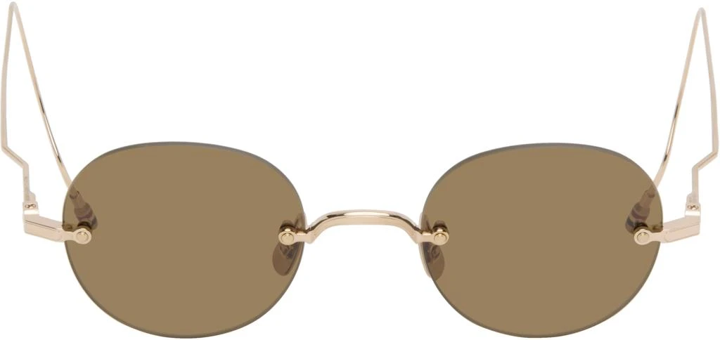 Thom Browne Gold Titanium Rimless Round Sunglasses 1