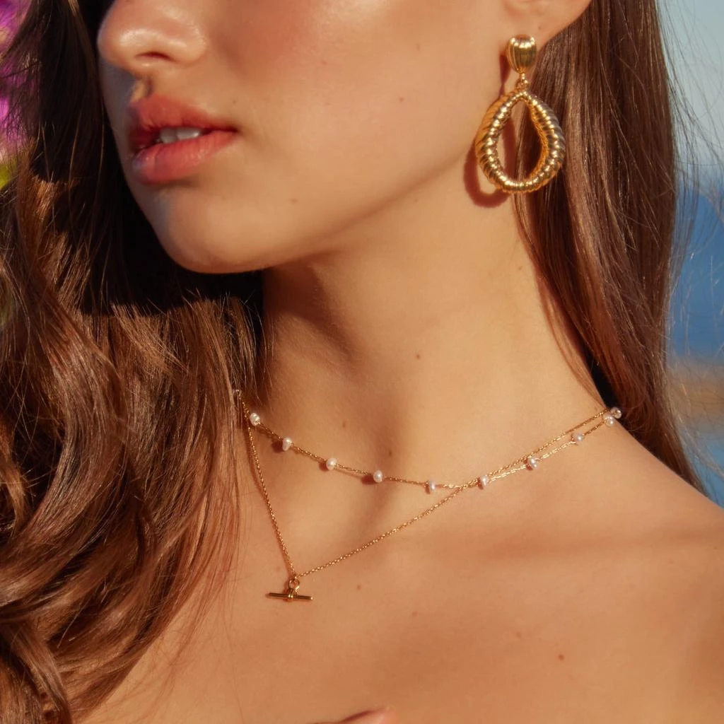 Orelia London Pearl Stationed Chain Necklace 4